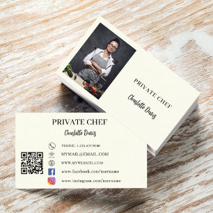 Private chef ivory photo catering QR code Business Card