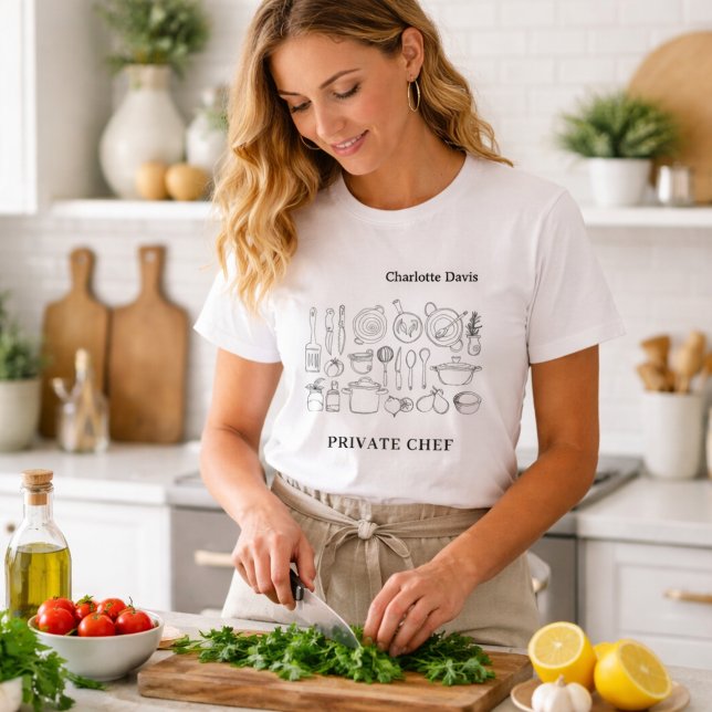 Private chef name script kitchen utensils T-Shirt (Creator Uploaded)