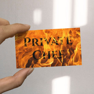 Private Chef Professional Fire Typography Business Card