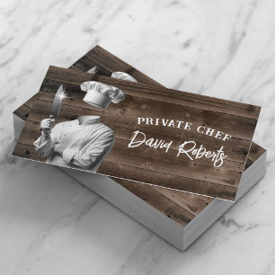 Private Chef Professional Wood Background Business Card