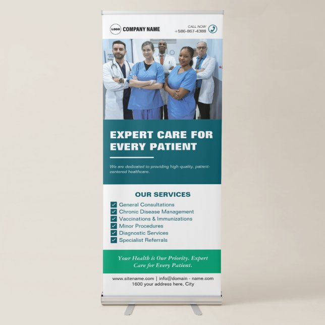 Private Clinic Custom Vertical Retractable Banner (Front)