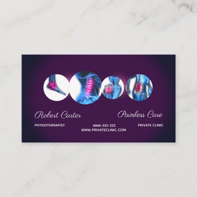 Private Clinic Physiotherapist Business Card (Front)