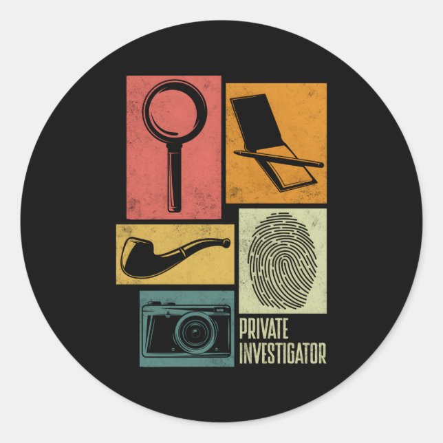 Private Detective Crime Investigator Silhouettes Classic Round Sticker (Front)
