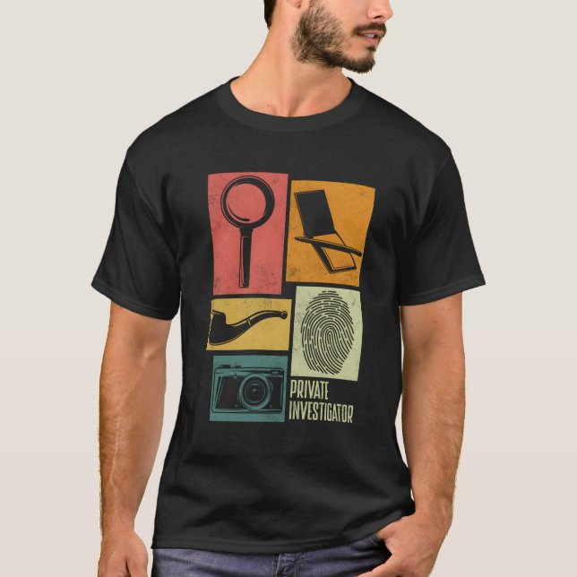 Private Detective Crime Investigator Silhouettes T-Shirt (Front)