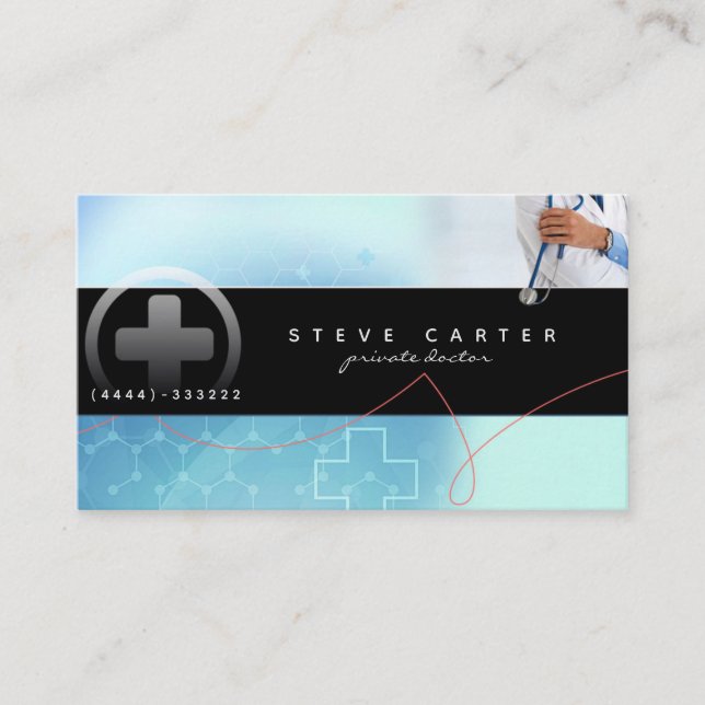 Private Doctor Clinic Medical Business Card (Front)