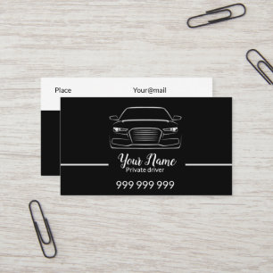 Private driver or taxi elegant black business card