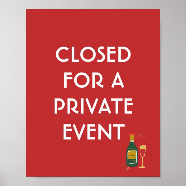 Private Event Closure Sign, Event Poster (Front)