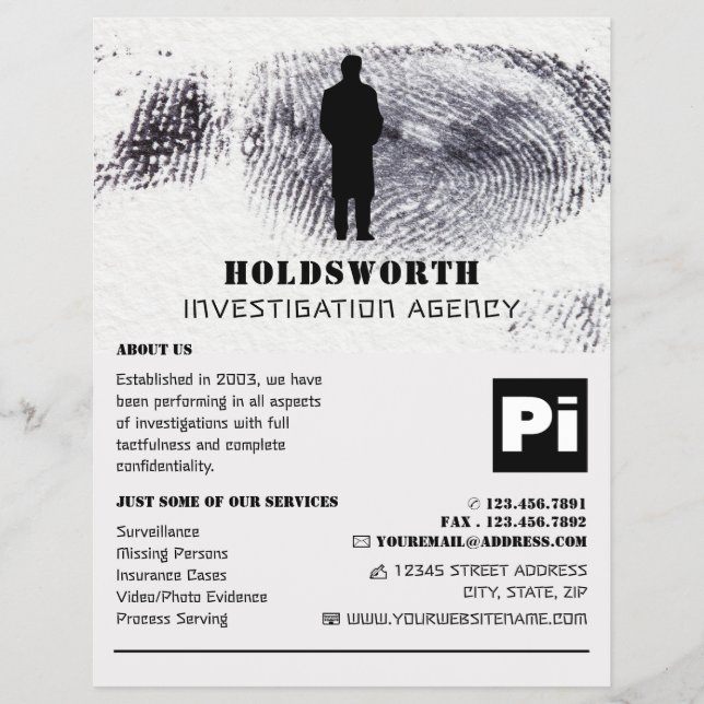 Private Eye Design, Private Detective Investigator Flyer (Front)
