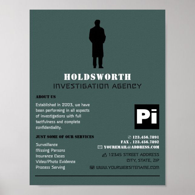 Private Eye Logo, Private Detective Investigator Poster (Front)