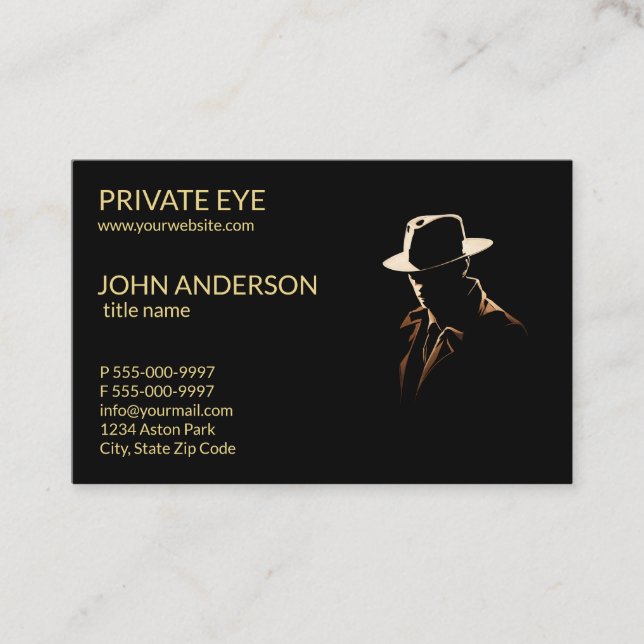 Private eye Modern Private Investigator Business C Business Card (Front)