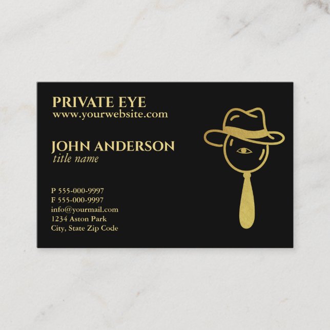 Private eye Modern Private Investigator Business Card (Front)