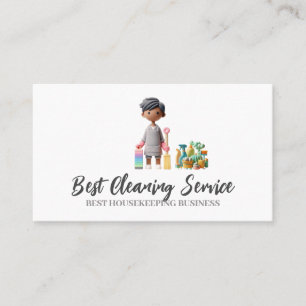 Private Funny Cartoon man Cleaning Business Card