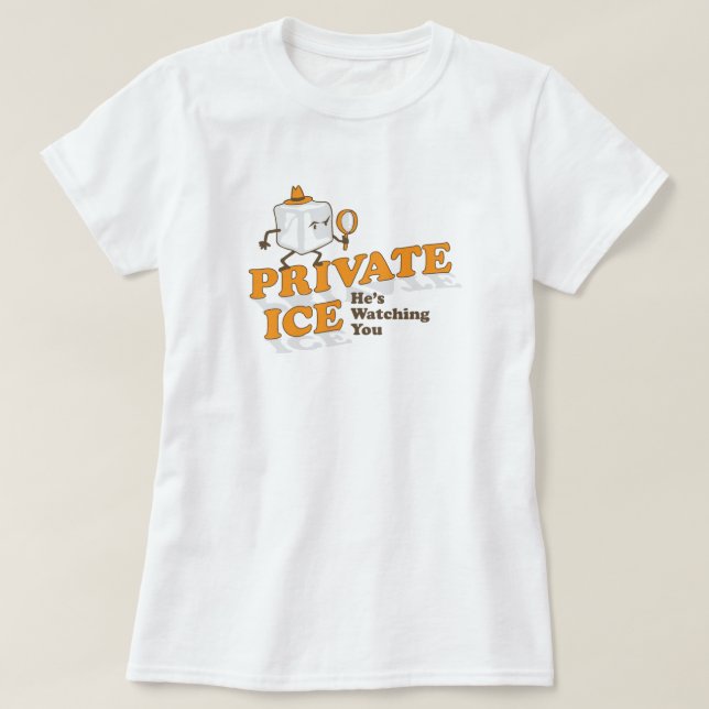 Private Ice Funny Cartoon Word Pun Graphic T-Shirt (Design Front)