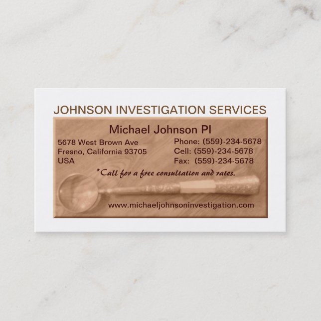 Private Investigation Business Card (Front)