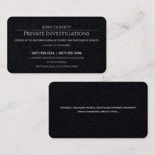 Private Investigations   Detective Professional Bu Business Card