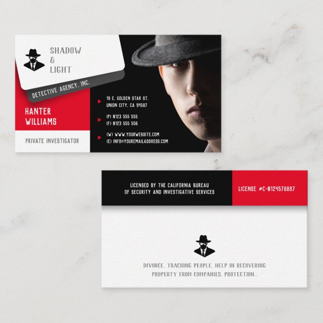 Private Investigations | Detective Professional Bu Business Card (Front/Back)