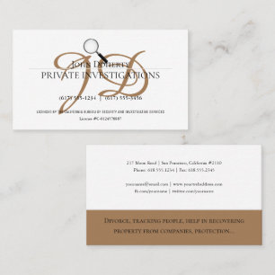 Private Investigations   Detective Professional Business Card