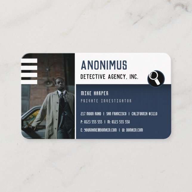 Private Investigations | Detective Professional Business Card (Front)