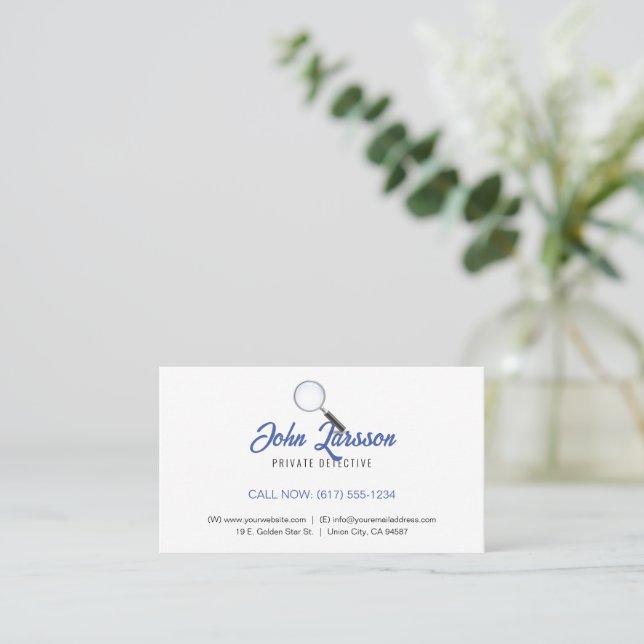 Private Investigations | Detective Professional  Business Card (Standing Front)