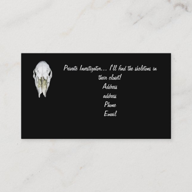 Private Investigator Business cards (Front)