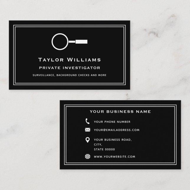 Private Investigator Detective Magnifying Glass Business Card (Front/Back)