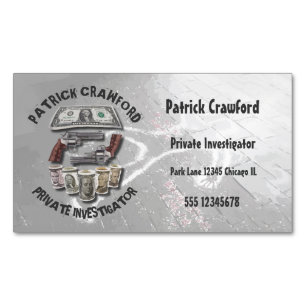 Private Investigator Detective With Guns And Money Magnetic Business Card