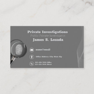 Private Investigator grey Investigator Business Card