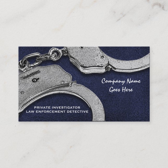 Private Investigator law detective blue silver Business Card (Front)