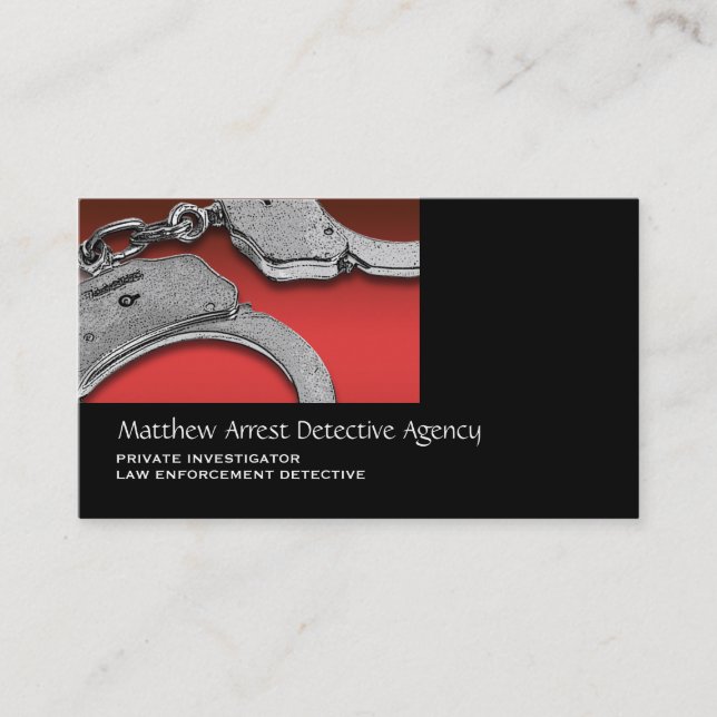 Private Investigator law enforcement red black Business Card (Front)