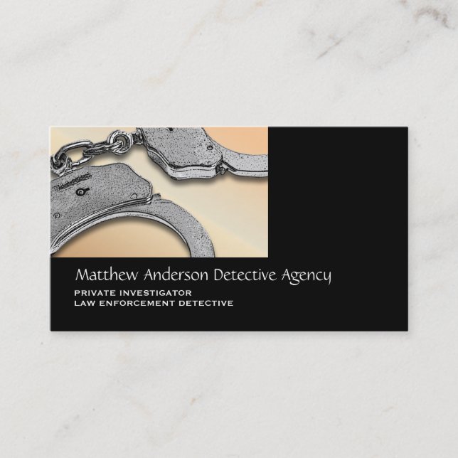 Private Investigator law enforcement tan silver Business Card (Front)