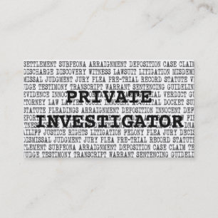 Private Investigator Legal Words Business Card