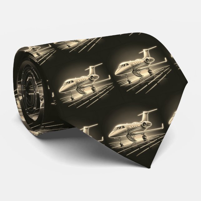 Private Jet Aeroplane Print   Tie (Rolled)