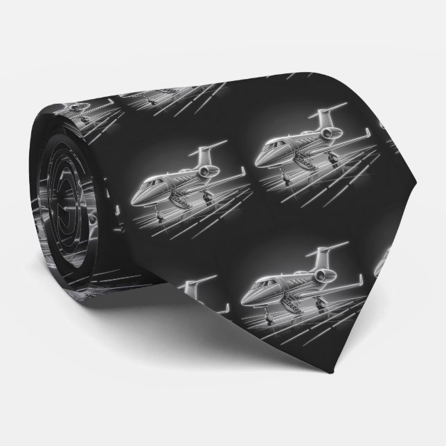 Private Jet Aeroplane print  Tie (Rolled)