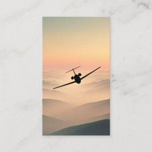 Private Jet Business Card - Sunset Flight Theme