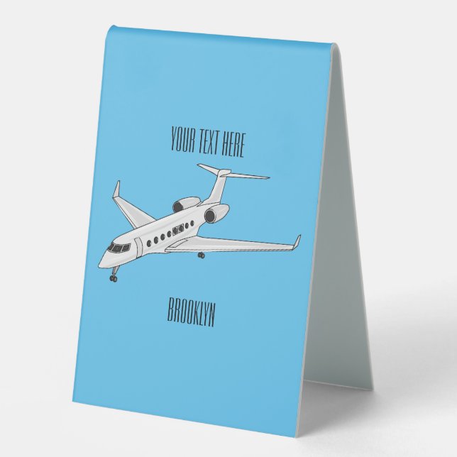 Private jet cartoon illustration (Front)