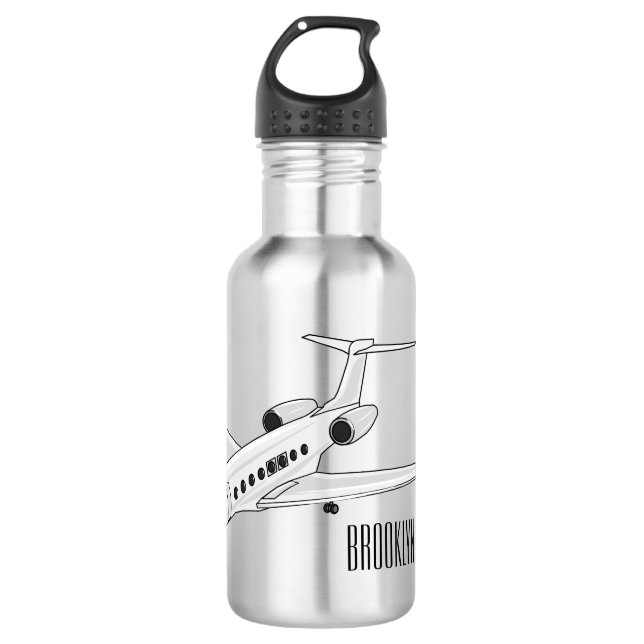 Private jet cartoon illustration 532 ml water bottle (Front)