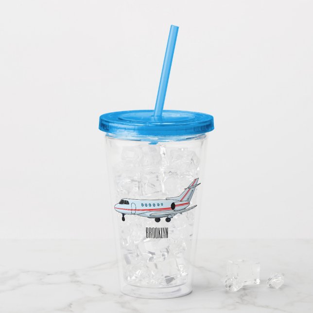 Private jet cartoon illustration acrylic tumbler (Back Ice)