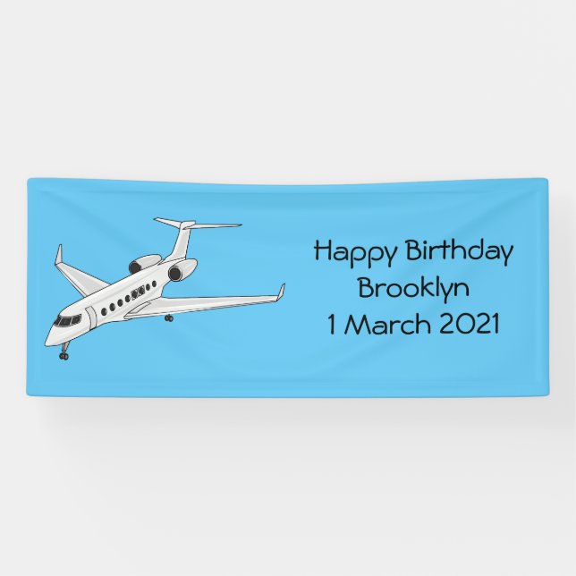Private jet cartoon illustration banner (Horizontal)