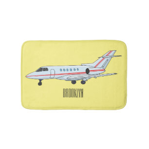 Private jet cartoon illustration bath mat