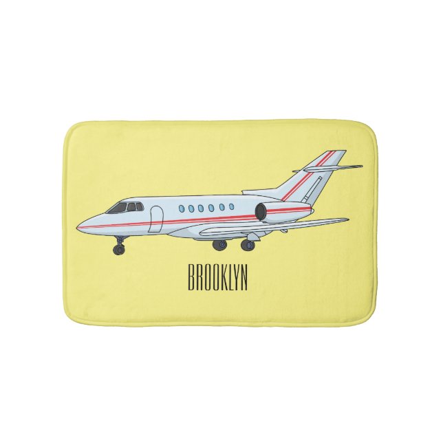 Private jet cartoon illustration bath mat (Front)