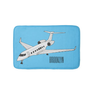 Private jet cartoon illustration bath mat