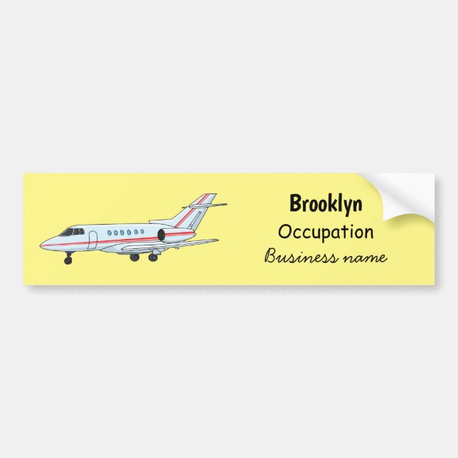 Private jet cartoon illustration bumper sticker (Front)