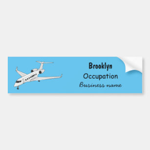 Private jet cartoon illustration bumper sticker