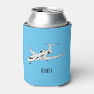 Private jet cartoon illustration can cooler