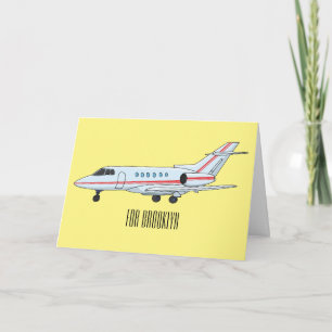 Private jet cartoon illustration card