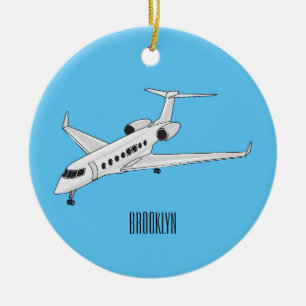Private jet cartoon illustration ceramic tree decoration