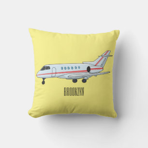 Private jet cartoon illustration  cushion