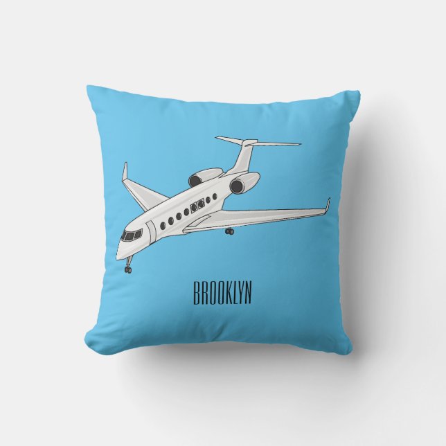 Private jet cartoon illustration cushion (Front)