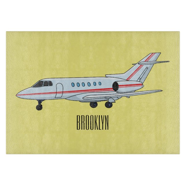 Private jet cartoon illustration cutting board (Front)