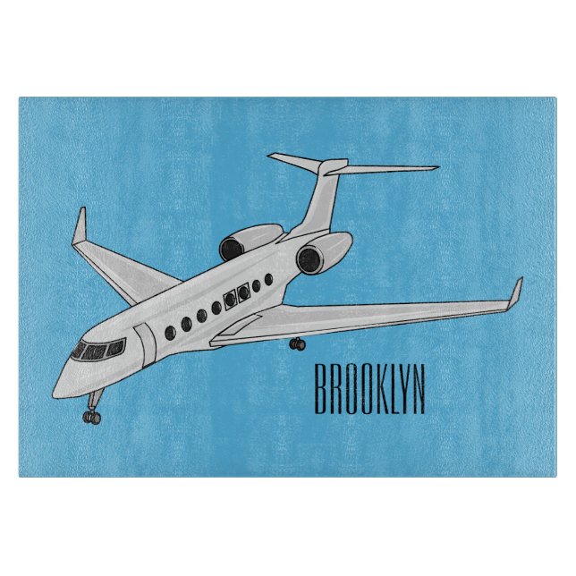 Private jet cartoon illustration cutting board (Front)